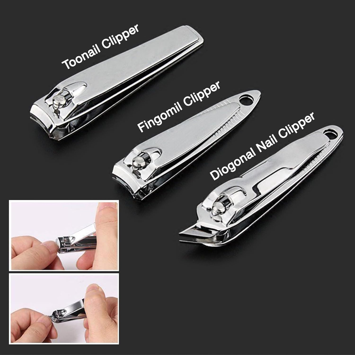 10Pcs Portable Nail Clipper Set Nail Scissors Grooming Kit Ear Spoon Tweezers Nail File Sharp Straight Curved Slant Cutting Blades Stainless Steel Pedicure Manicure Kit with Travel Case image number 1