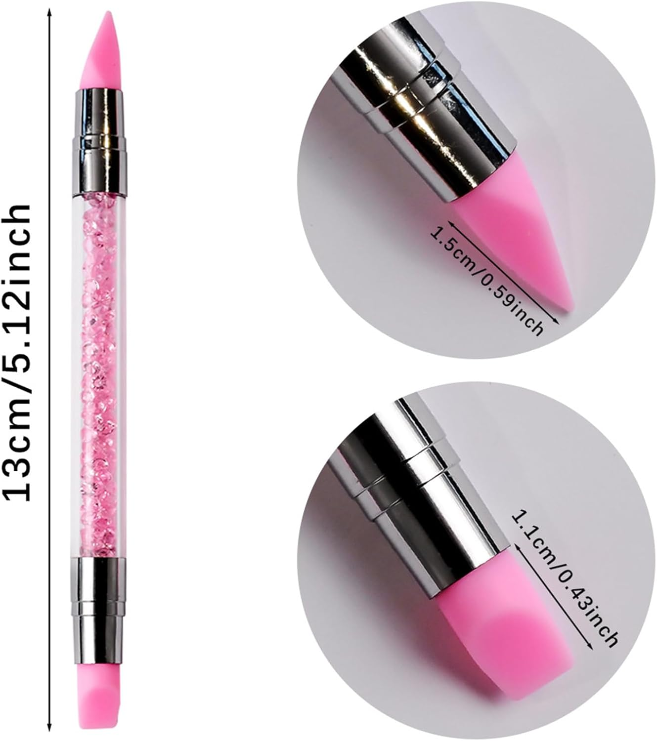 Silicone Nail Tool | Double-Ended Nail Foil Carving Pen - Comfortable Control Fingernail Sculpting Tool for Traveling Business Trip School