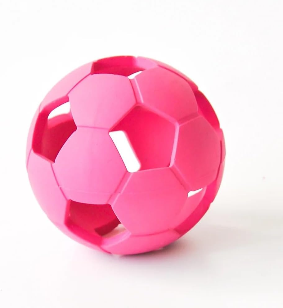Interactive Dog Soccer Ball Toy, Natural Rubber, Non Toxic & Eco Friendly, High Bounce Ball for Fetch and Play, Dishwasher Safe (Pink, Medium) image number 5