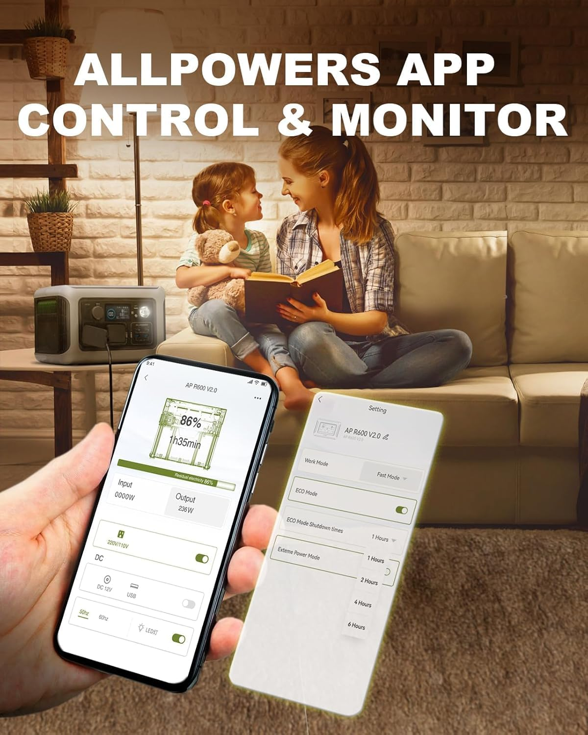 ALLPOWERS Portable Power Station R600, 299Wh Solar Generator W/ 2 * 600W AC Outlets(Peak 1200W), 1 Hour Fast Charging, Lifepo4 UPS Power Supply Backup for Emergency Camping RV Outdoors Home Use image number 5