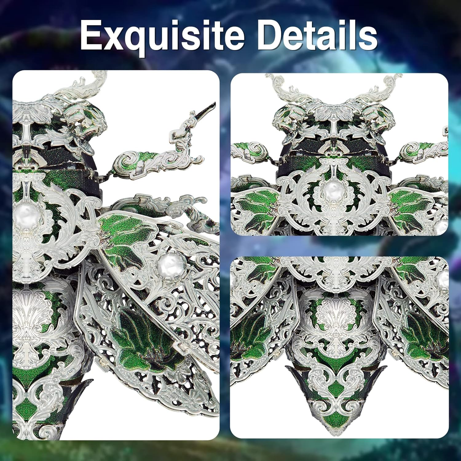 Piececool Metal 3D Puzzles for Adults, Cicada 3D Model Building Kits Insect Themed Animal Fashion Brooch Assembling DIY Crafts Creative Gifts image number 3