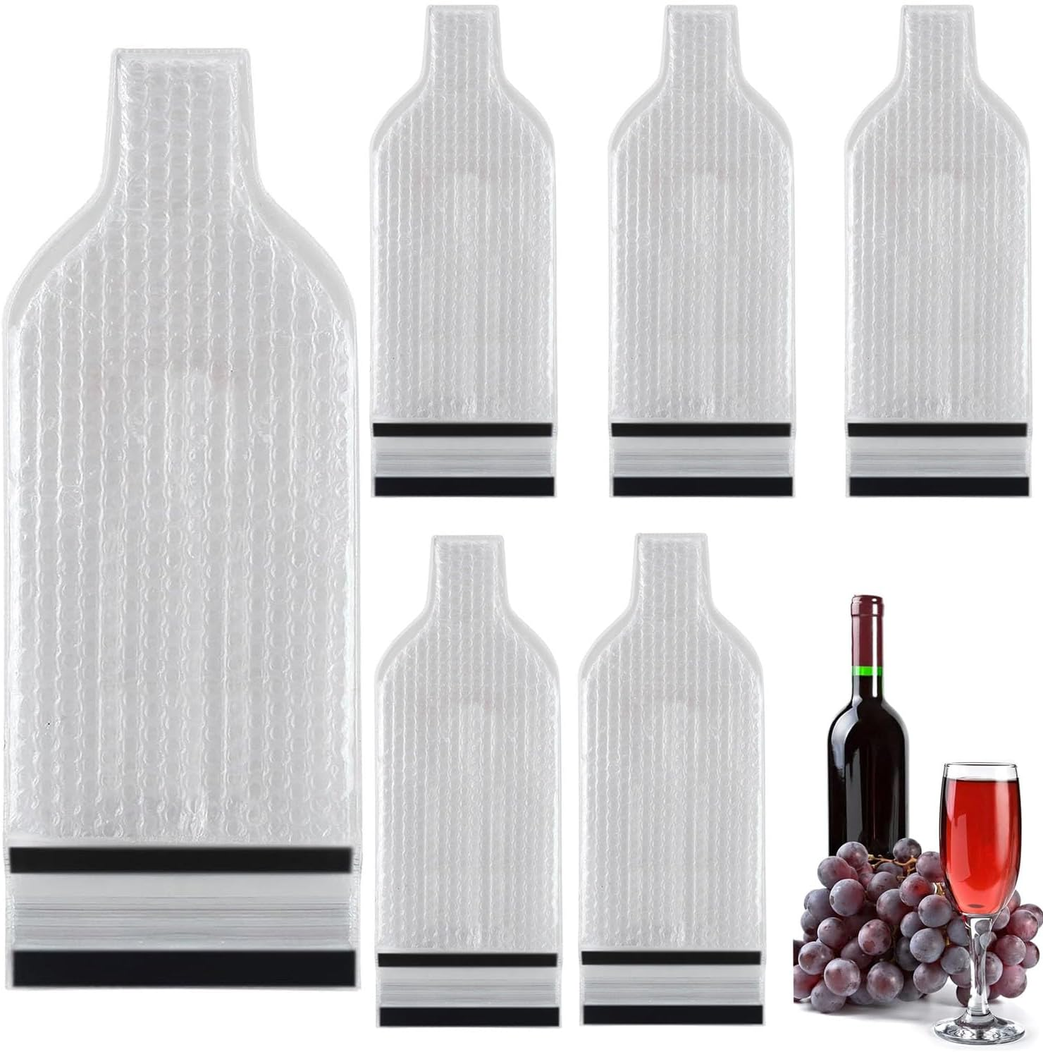 6 Pack Reusable Wine Bottle Travel Bags &ndash; Leakproof Triple-Protection Sleeves for Airplane, Car, and Luggage Use