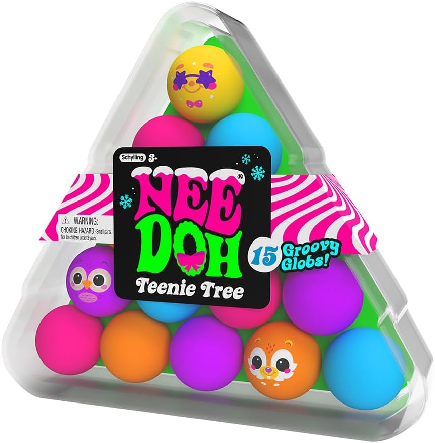Needoh Squishmas Groovy Tree - 15 Pack, Festive Mini Globs, 12 Teenie Needohs & 3 Exclusive Holiday Squishkins Fun Stress Relief & Sensory Toy, Ages 3+ image number 1
