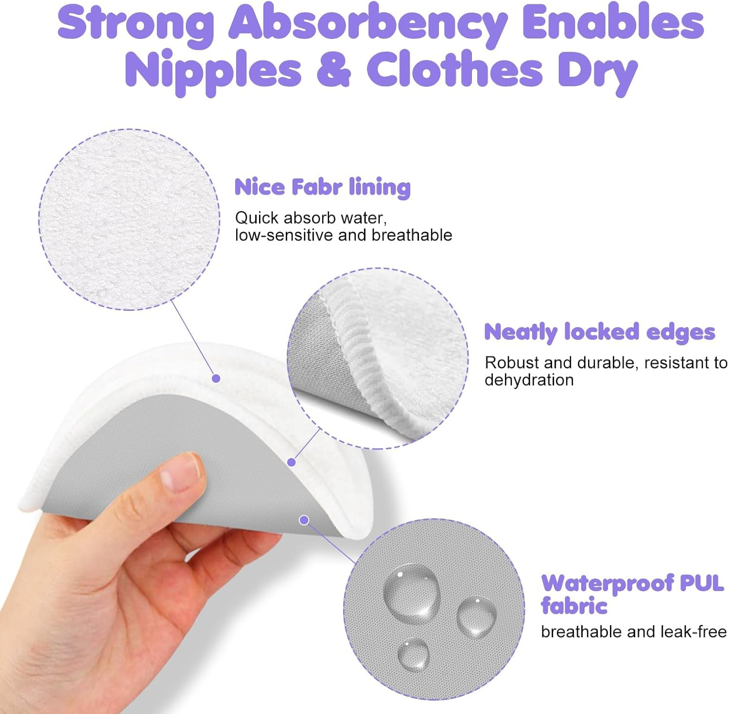 12 PCS Reusable Breast Pads for Breastfeeding &ndash; Washable Nursing Pads, Reusable Nursing Pads with Wash & Carry Bags, 4.7 Inch Multicolor image number 4