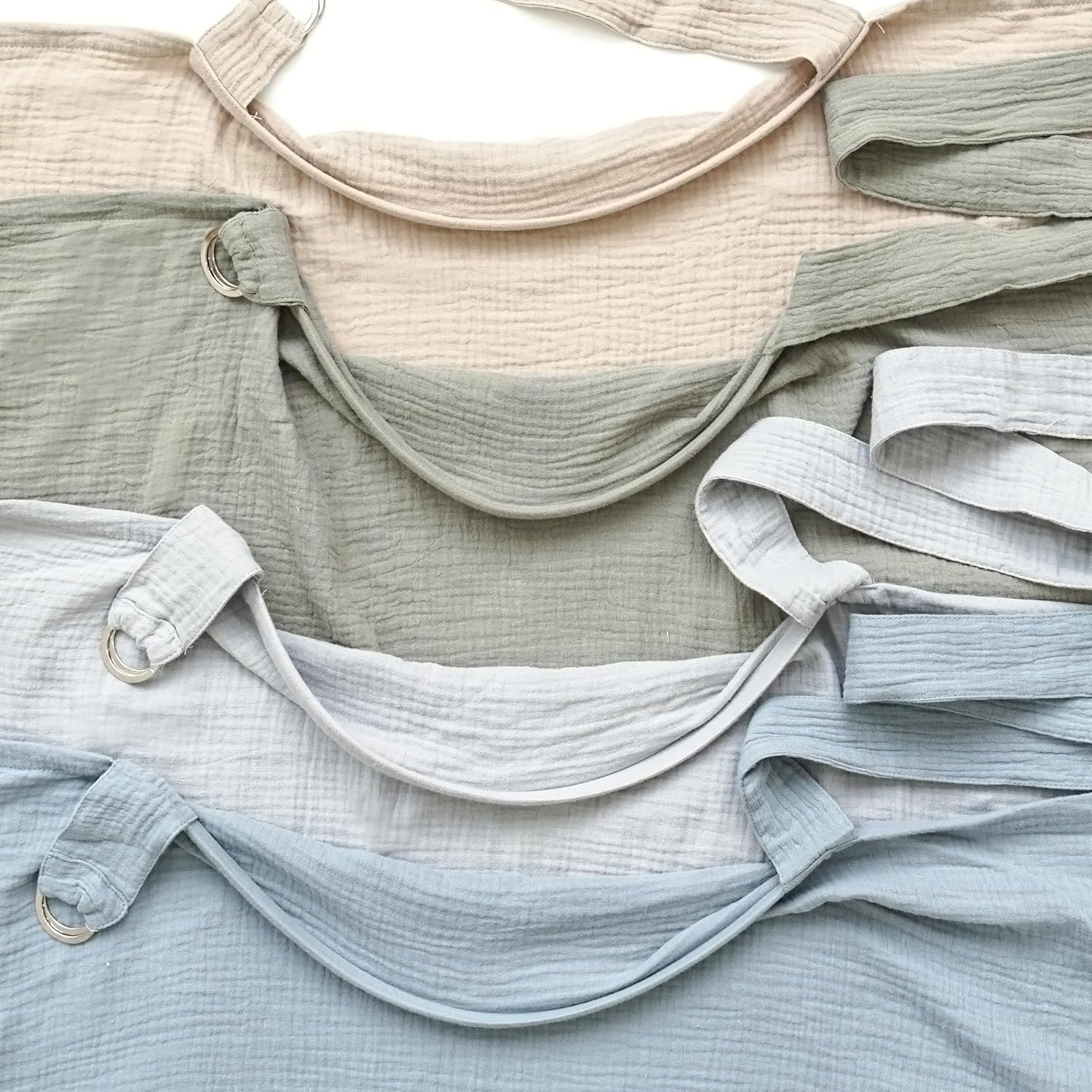 APEXINNO Muslin Nursing Covers for Breastfeeding, Privacy Breast Feeding Cover with Arch Neckline for Mom and Baby, Breathable 100% Cotton Nursing Apron Multi-Use Stroller Cover (Gray) - Misty Blue image number 6