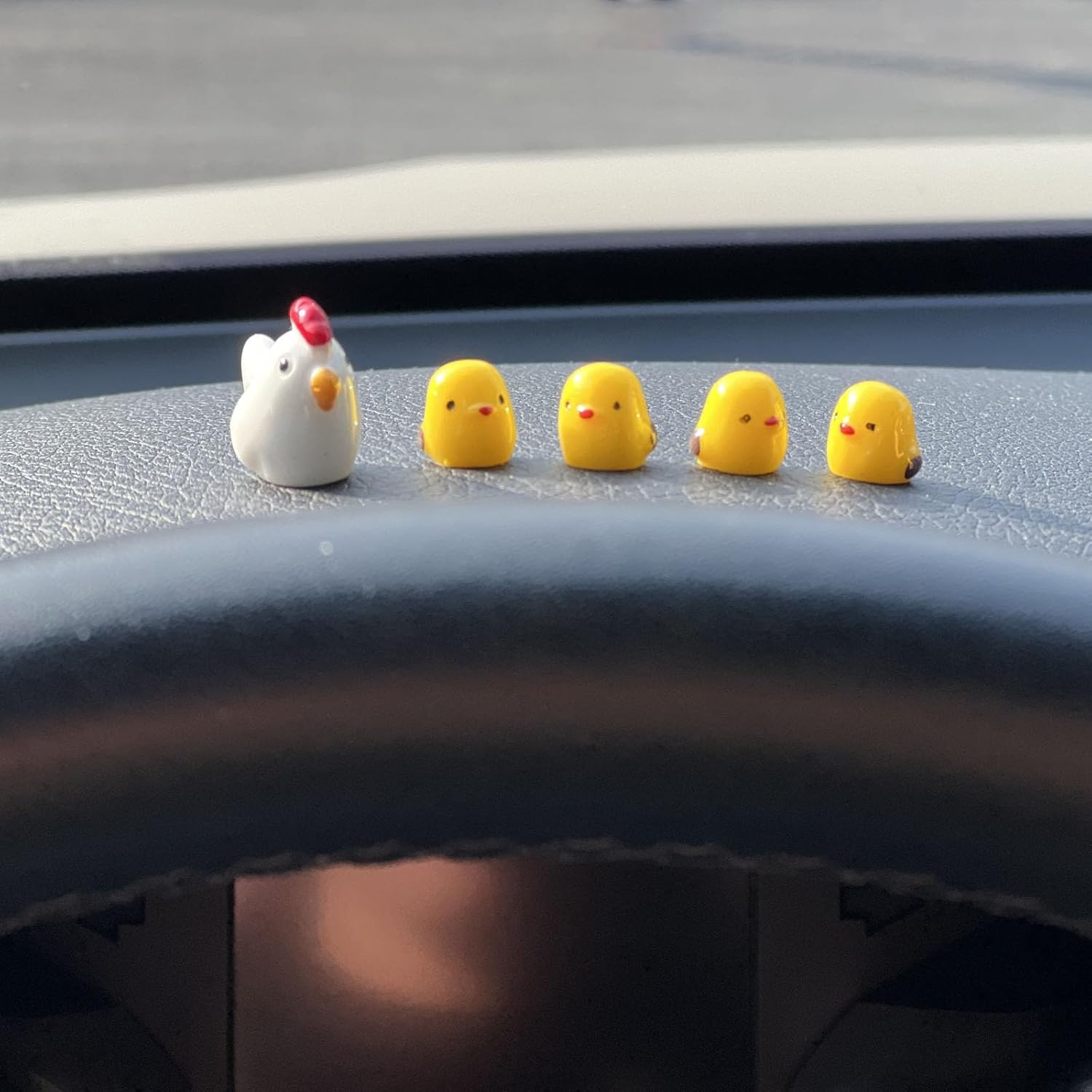 Cute Mini Chickens Car Dashboard Accessories Fun Chicks Car Rearview Mirror Decor Car Mirror Interior Ornaments, Fairy Garden Landscape Decor Home Decor Car Gifts image number 1