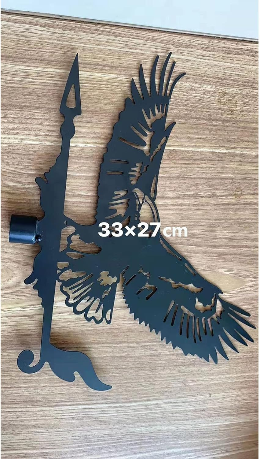 Weather Vane, Cast Iron Wind Vane with Eagle Ornament Weather Vane Indicator Professional Measuring Tool Outdoor for Roofs Weathervane Garden Yard Patio Decor Plug-In,Black