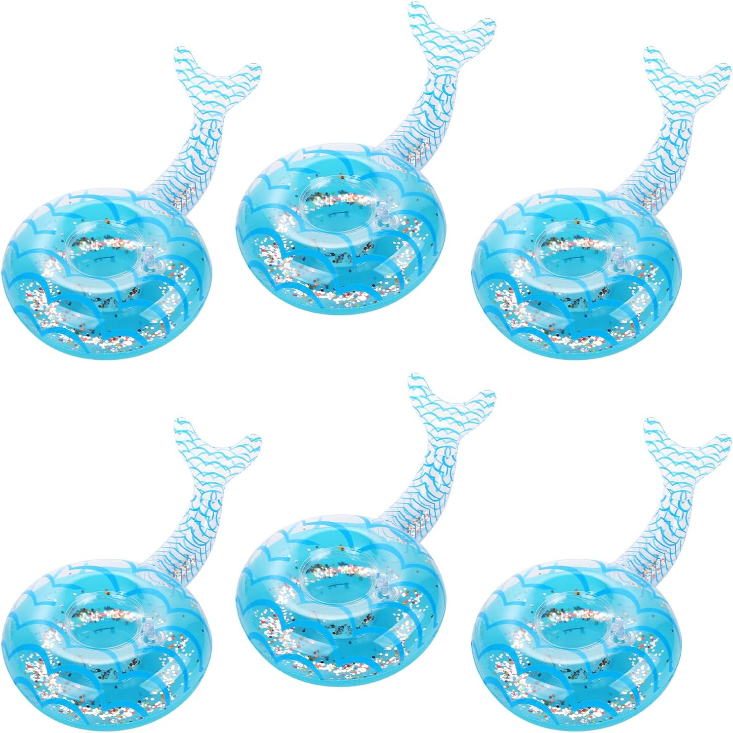 6 Pack Mermaid Inflatable Drink Holder, LIYDE Drink Floaties Floating Drink Holder for Swimming Pool Drink Holder for Pool Party Pool Accessories for Adults image number 2
