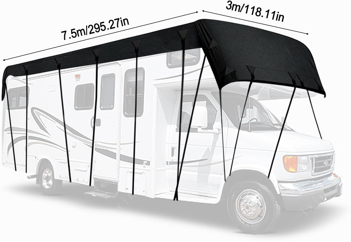 Waterproof Caravan Cover, 210D Oxford Cloth Motorhome Top Cover, Caravan Protective Roof Cover, Waterproof Motorhome Roof Cover, Roof Protection Tarpaulin Cover Tarpaulin (7.5 X 3 M) image number 1