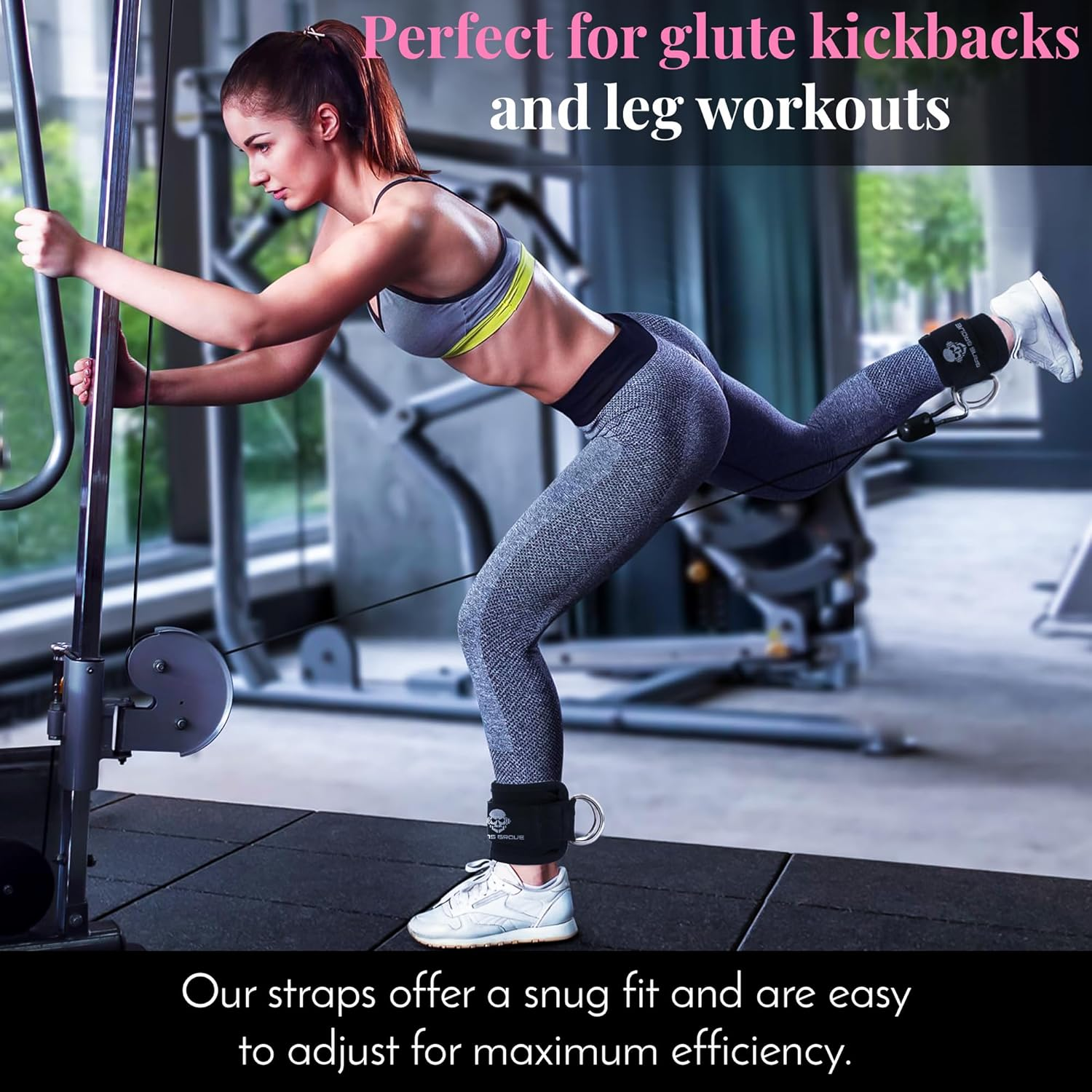 Gainsgrove Ankle Strap - Premium Glute Resistance Band for Hip and Leg Workouts, Non-Slip Fabric Booty Bands for Women & Men, Exercise Bands for Home Fitness, and Gym image number 3