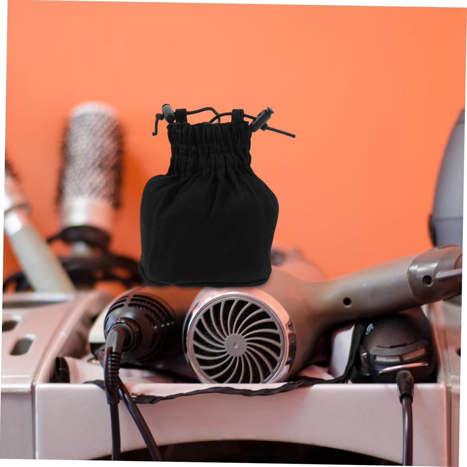 Hair Dryer Diffuser Cover Small Silver Foldable Blow Dryer Sock Travel and Bathroom Use image number 1