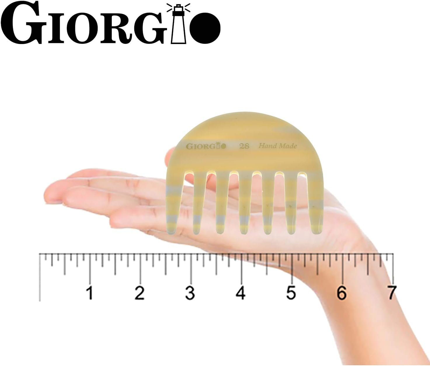 Giorgio (G63 & G28) 2 3/4" Hand Made Detangling Comb - Wide Teeth Flexible Comb, Hand-Made of Quality Durable Cellulose, Saw-Cut and Hand Polished (2 Pack, Ivory & Tortoiseshell) image number 3
