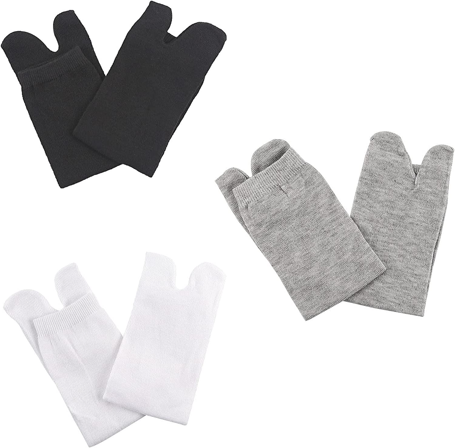3PCS Split Toe Womens Tabi Socks Japanese Socks Split Toe Womens Flip Flop Socks for Men Women - 3Xblack image number 7