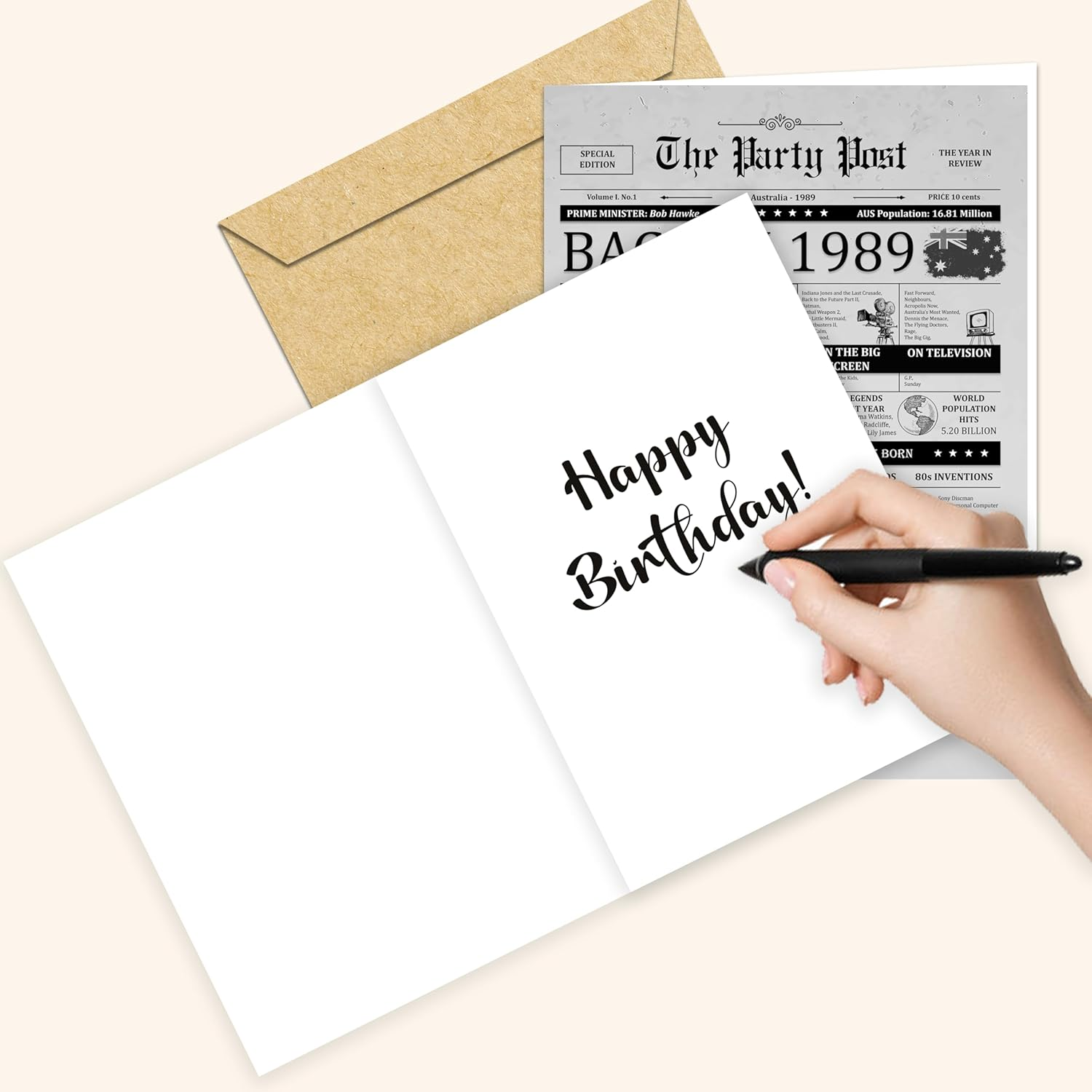 35Th Birthday Gifts for 35 Years Old Women or Men Party Decorations Supply. Back in 1989 Funny Large Card for Him or Her. Historical 13 X 9 in Poster with Vintage Mailing Envelope Turning 35 Years image number 2