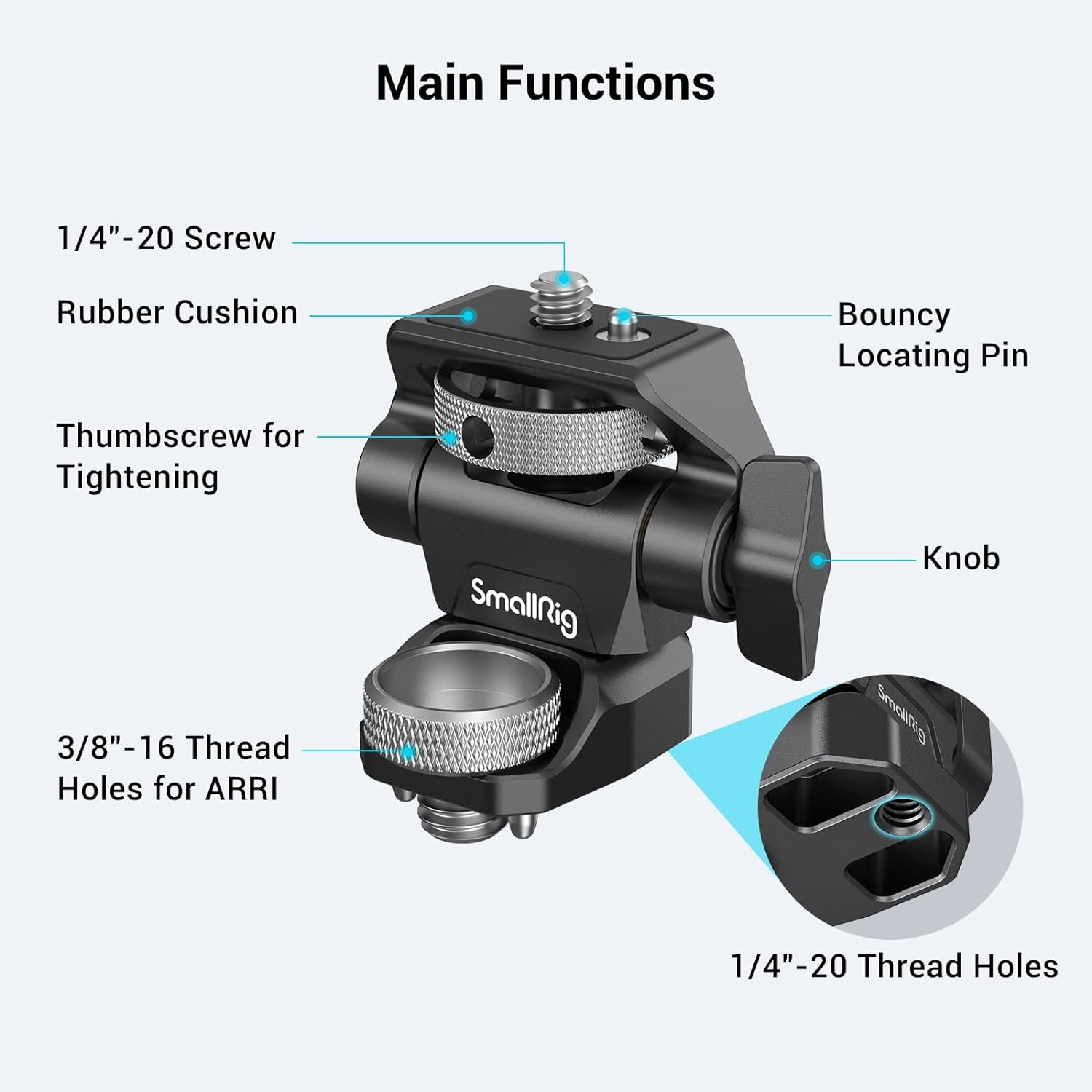 Smallrig Monitor Mount Swivel 360&deg; and Tilt 180&deg; Adjustable Bracket for Arri-Style (Upgrade) for 5" and 7" Monitor - 2903B image number 4