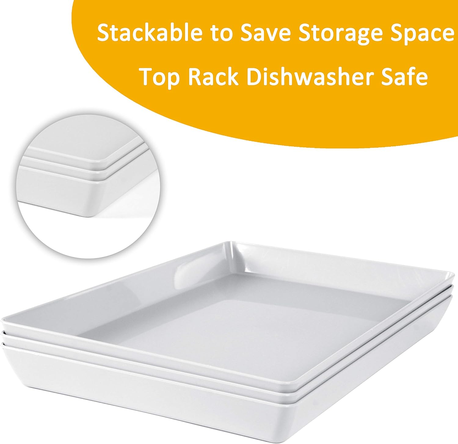 Youngever 3 Pack Plastic Serving Trays, Serving Platter for Parties, Sturdy ABS Material, 15 Inch X 10 Inch (Grey) image number 1