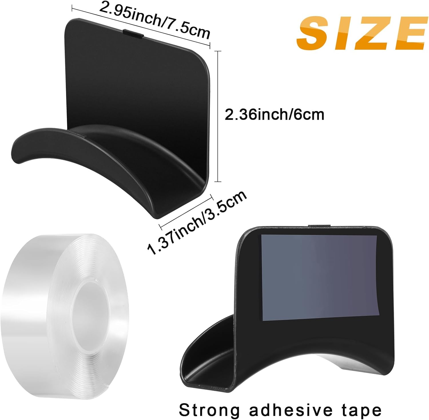 12 Pcs Headphone Wall Hangers Adhesive Gaming Headset Holder Hooks for Wall Mount Strong Universal Stand Hooks for Most Headphone Controller, Hat, Baseball Caps, Closet, Door (Black) - 12, Black image number 6