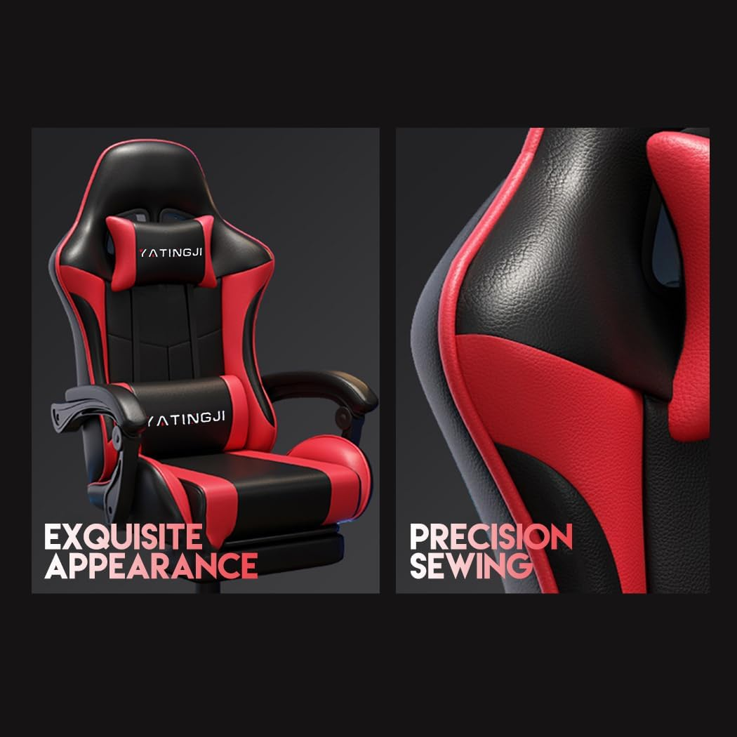 Gaming Chair,With Head Cushion,Height Adjustable,Pu Leather Racing-Style Executive Seat,Reclining Capability,Suitable for Office Chair (Pink and White with Head Cushion) image number 3