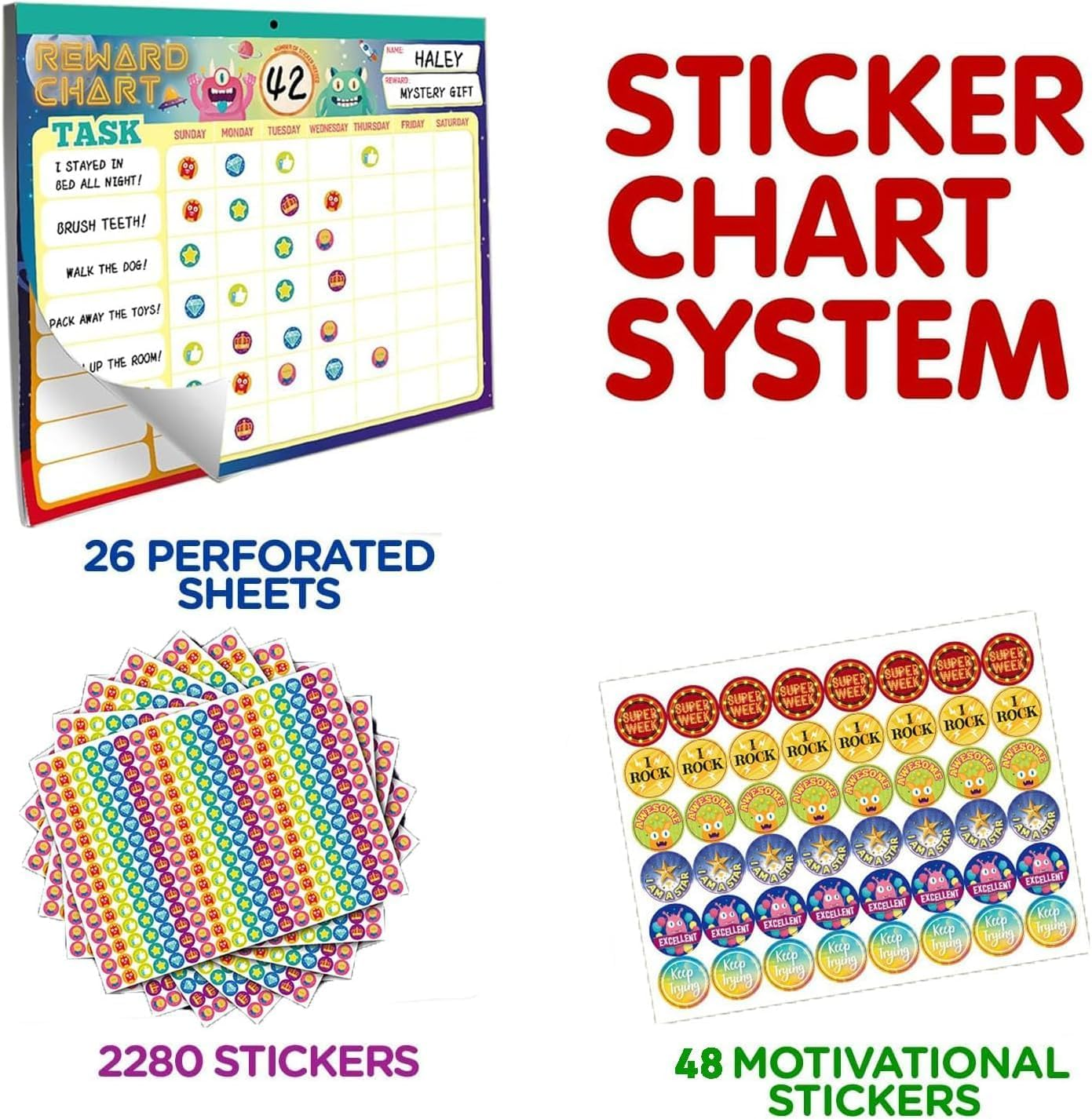 Behavior Reward Chart System, with 26 Chore Charts & 2280 Stickers - Motivate Responsibility & Good Habits image number 6