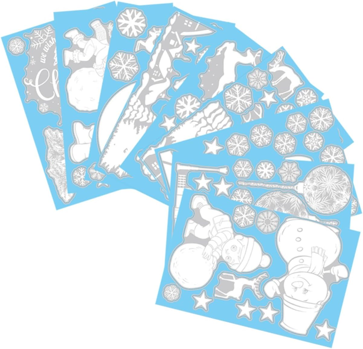 GARVALON 9Sheets Lovely Christmas Tree Snowman Elk Santa Stickers DIY Window Sticker Xmas Printing Wall Decors image number 3