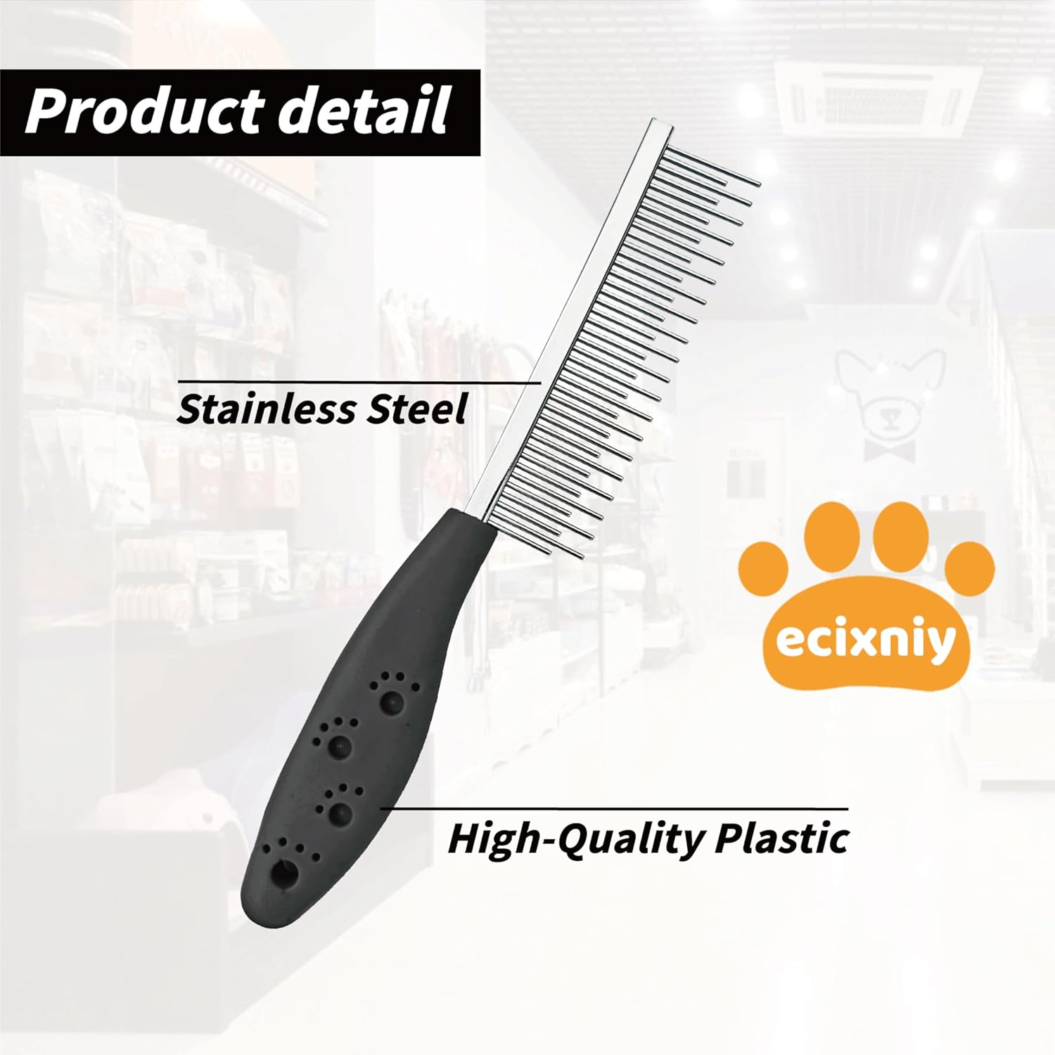 Pet Hair Buster Comb Small Pet Grooming Comb - Stainless Steel Dual Teeth Comb with Fine & Coarse Teeth for Cats, Long-Haired and Short-Haired Cats, Grooming Tool for Small Pet (Black） image number 6