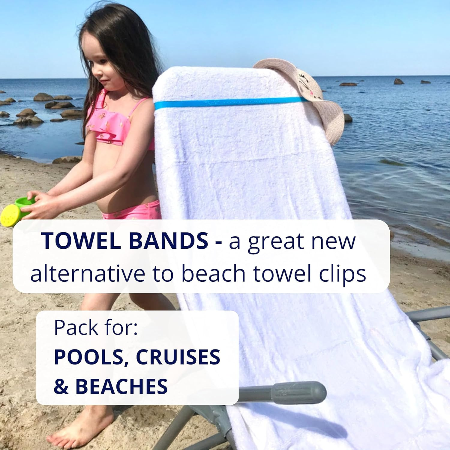 Towel Bands (6 Pack), Made of Sun-Resistant Silicone, a Great Alternative for Beach Towel Clips. Cruise Essentials, Cruise Accessories Must Haves image number 2