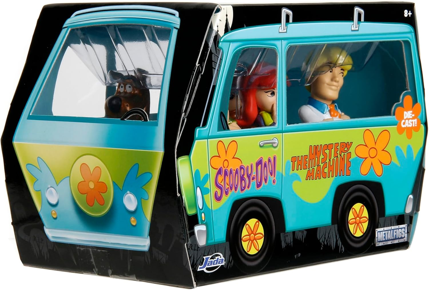Jada Toys Scooby Doo Mystery Machine with Scooby Doo Gang Figures 5-Pieces, 2.5-Inch Height