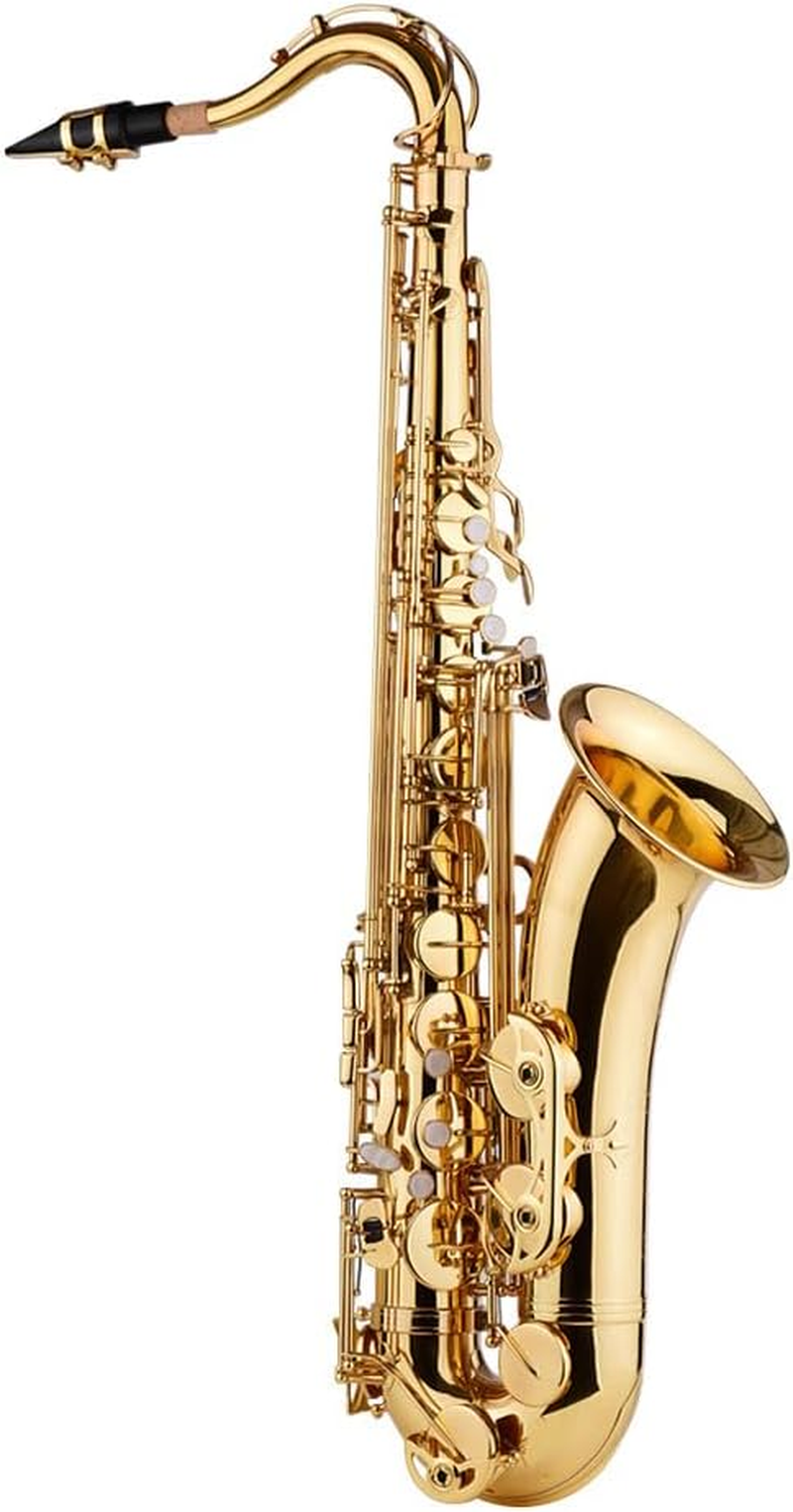 Tignapoo Bb Tenor Saxophone Sax Brass Body Gold Lacquered Surface Woodwind Instrument with Carry Case Gloves Cleaning Cloth Brush Sax Neck Straps image number 3