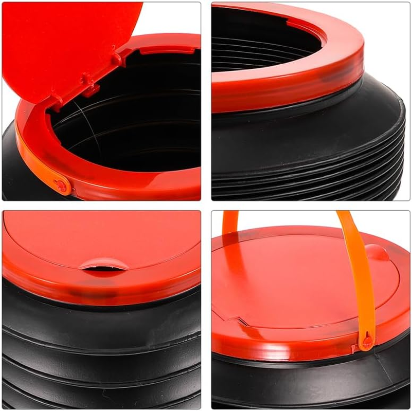 Yardwe Collapsible Bucket with Handle Lid, 2Pcs Foldable Fishing Bucket 4L Plastic Water Pail Small Outdoor Trash Can Camping Garbage Bin for Picnic Beach Garden image number 5