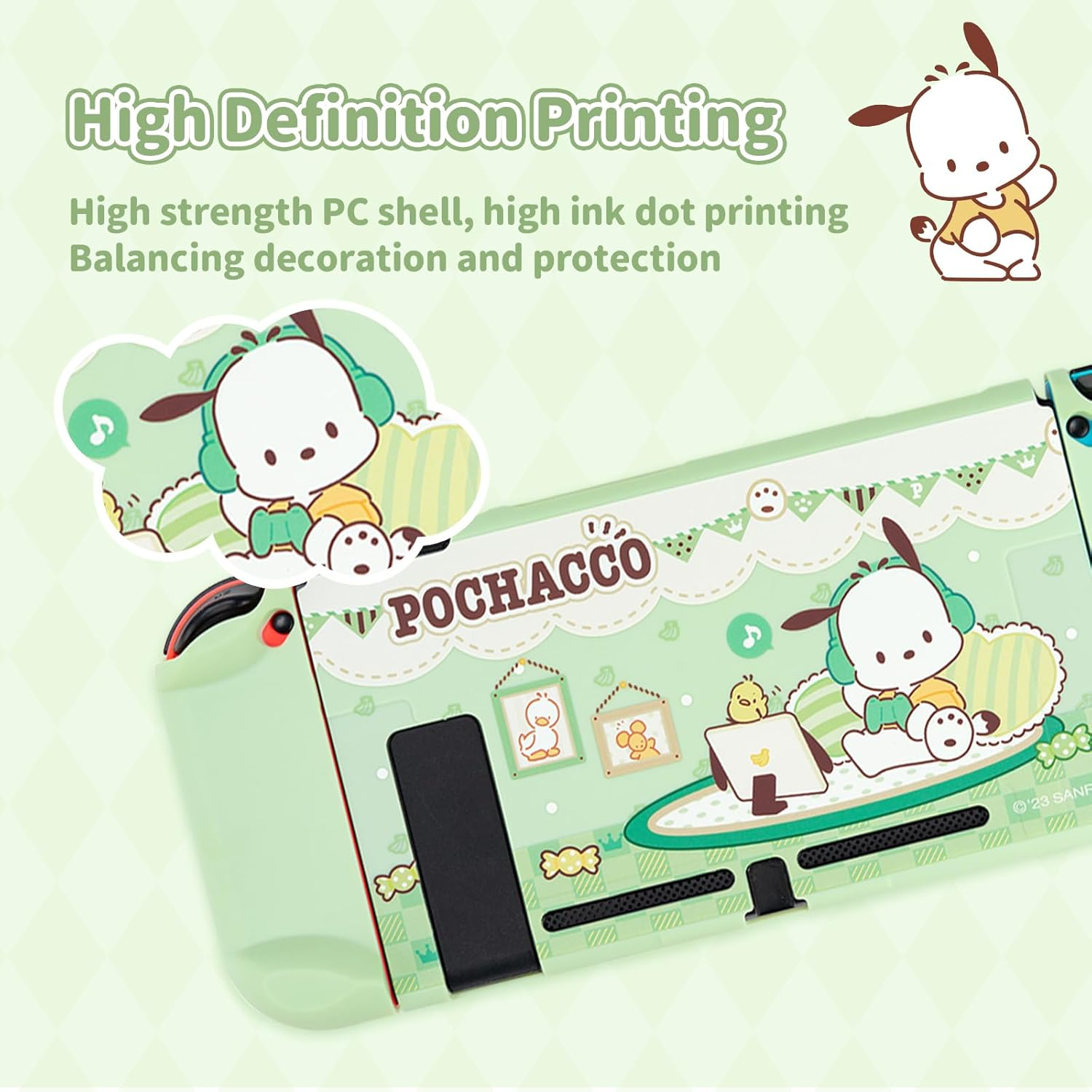 Switch Protective Case for Regular Switch, Cute Cartoon Slim Cover Case,Hard PC Protective Shell Compatible with Regular Switch Console and Game Console Controllers (Green) image number 1