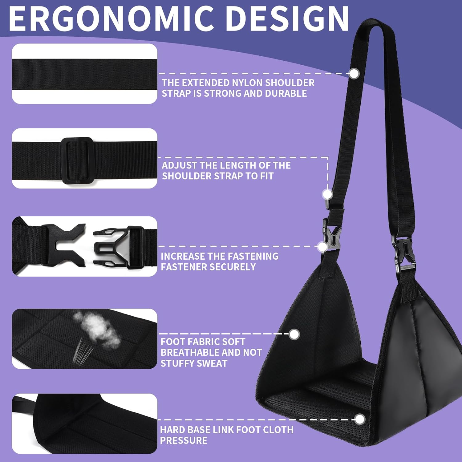 Foot Rest for Plane with No Feet Clashing, Portable Base Designed Foot Hammock, Travel Essentials Carry-On Adjustable Height Footrest Travel Accessories image number 1