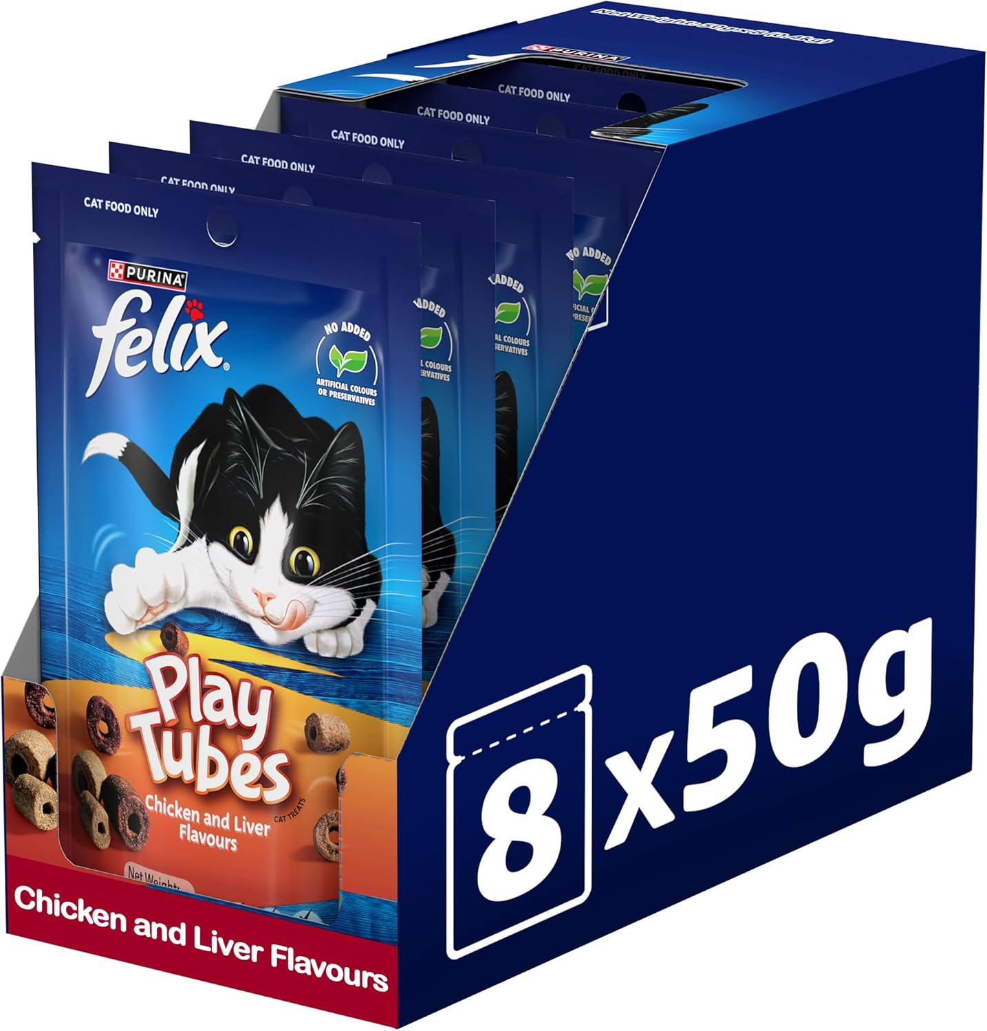 FELIX Adult Cat Treats Chicken & Liver Play Tubes 8X50G image number 2