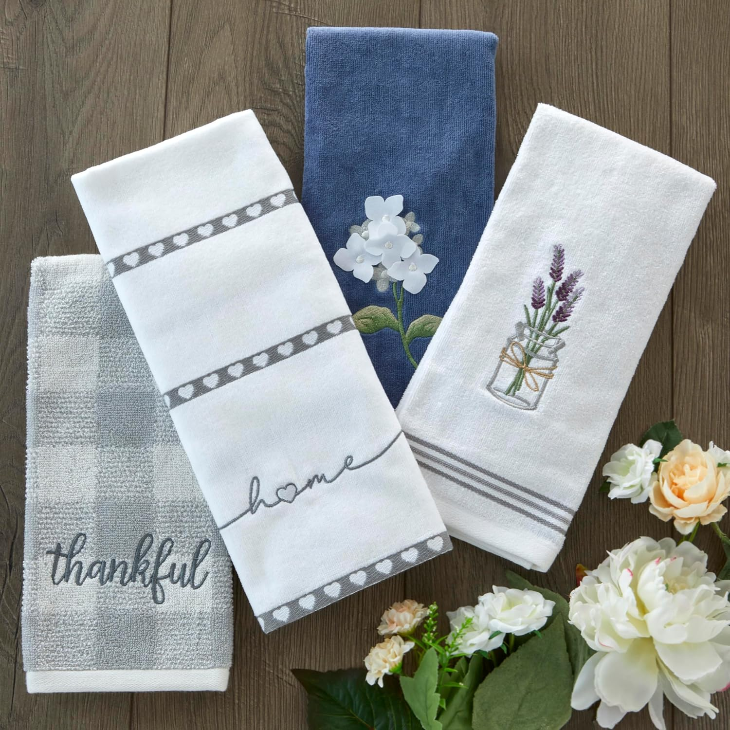 SKL Home by Saturday Knight Ltd. Thankful Plaid Hand Towel Set, 16X25, Gray 2 Count image number 4