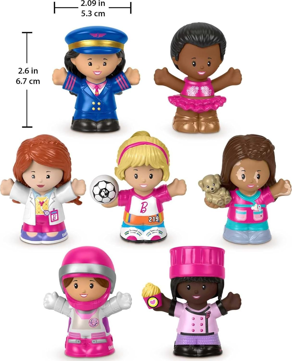 Fisher-Price Little People Barbie Toddler Toys, You Can Be Anything Figure Pack, 7 Characters for Pretend Play Ages 18+ Months image number 4