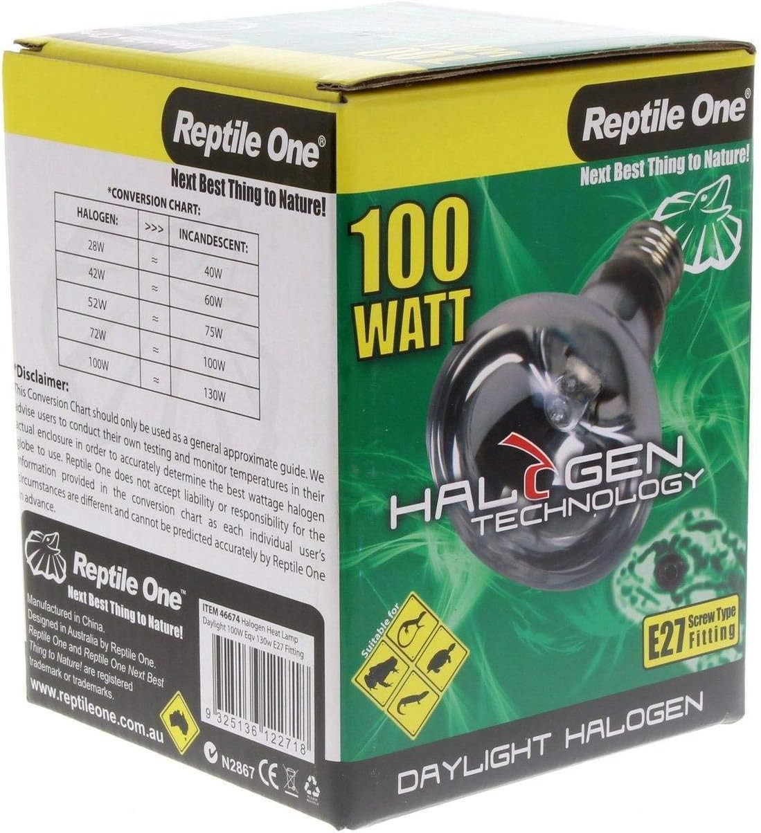 Halogen Heat Lamp Daylight 100W Eqv 130W E27 Kongs Reptile Light Vivarium Health image number 3