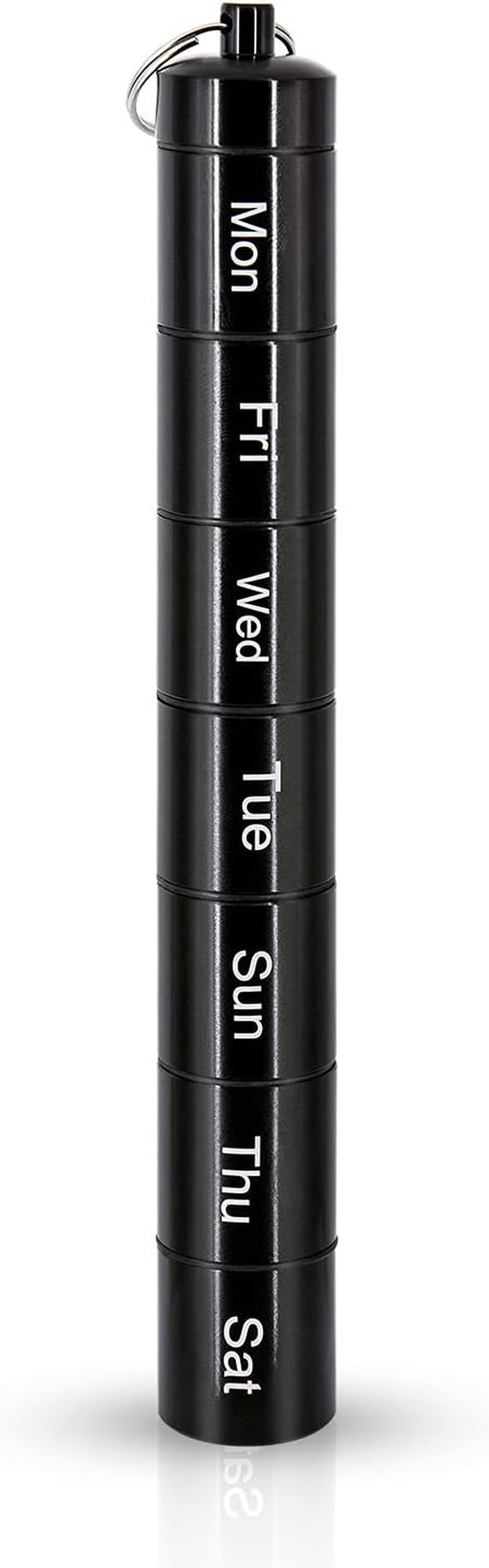 Pill Box Organizer, 7 Compartment Pill Case, Waterproof Emergency Medicine Container, Daily Pills Holder, Pill Dispenser Storage Box with Keychain, Ideal for Travel/Outdoor/Crush-Resistant