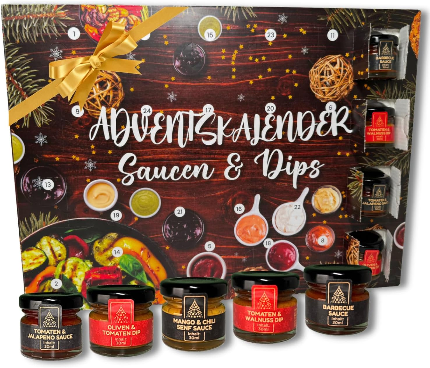 He-Ju Sauces & Dips Advent Calendar 2025, 24 Different Spicy to Hot Dips & Sauces in Christmas Calendar image number 2