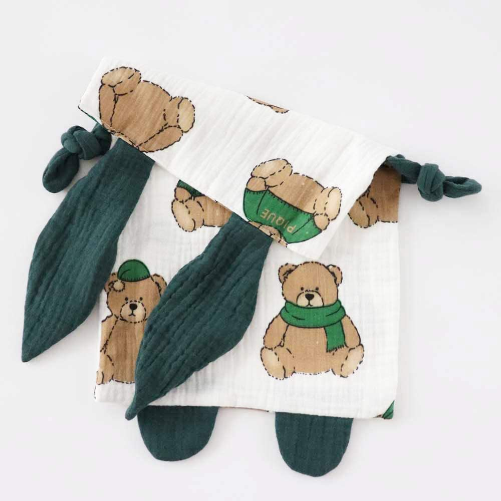 Bunny Security Blanket for Boys and Girls,Cotton Soft Breathable Muslin Soothing Towel Appeasing Toy for Infant and Toddler,2 Pcs Set(Bigbear&Cactus) - Strawberrypink image number 6