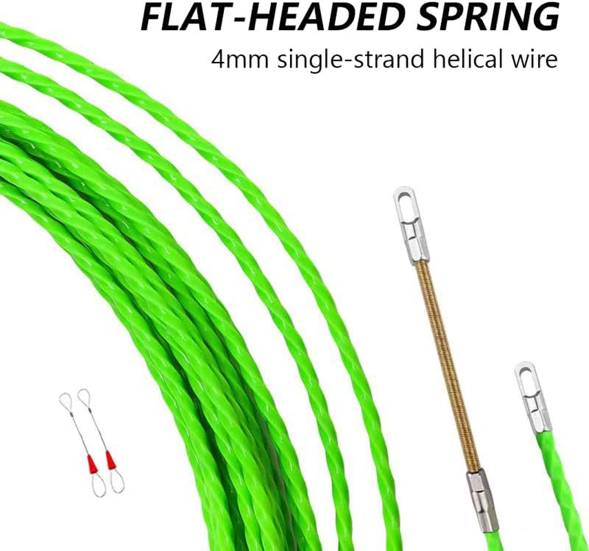 Fish Tape Wire Puller through Wall Wire Threader Fish plus Fish Cable Fastener with Steel Rope 32FT(10M)