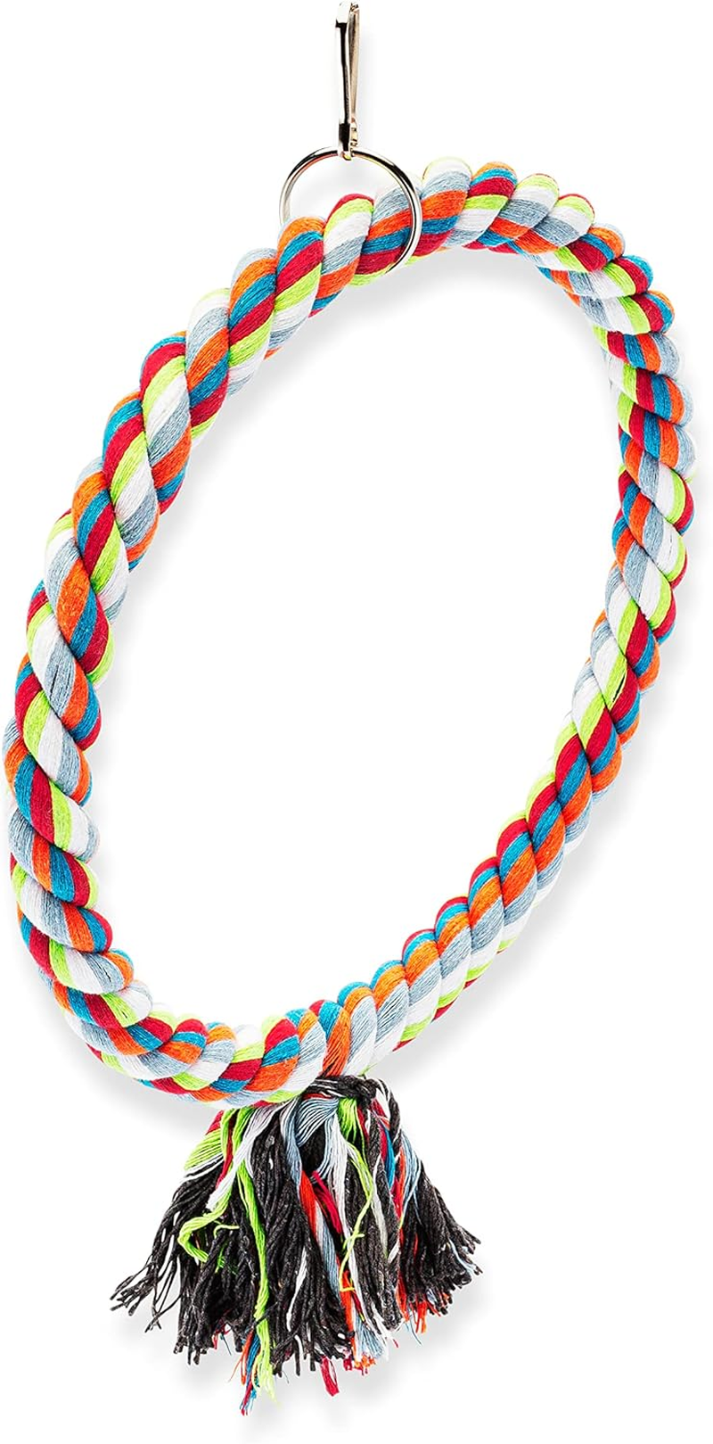 Large Circle Cotton Bird Rope Swing Perch - Made with All Natural Materials - Safe to Climb and Chew - Great for African Grey Parrots, Cockatiels, Parakeets, and Cockatoos image number 4