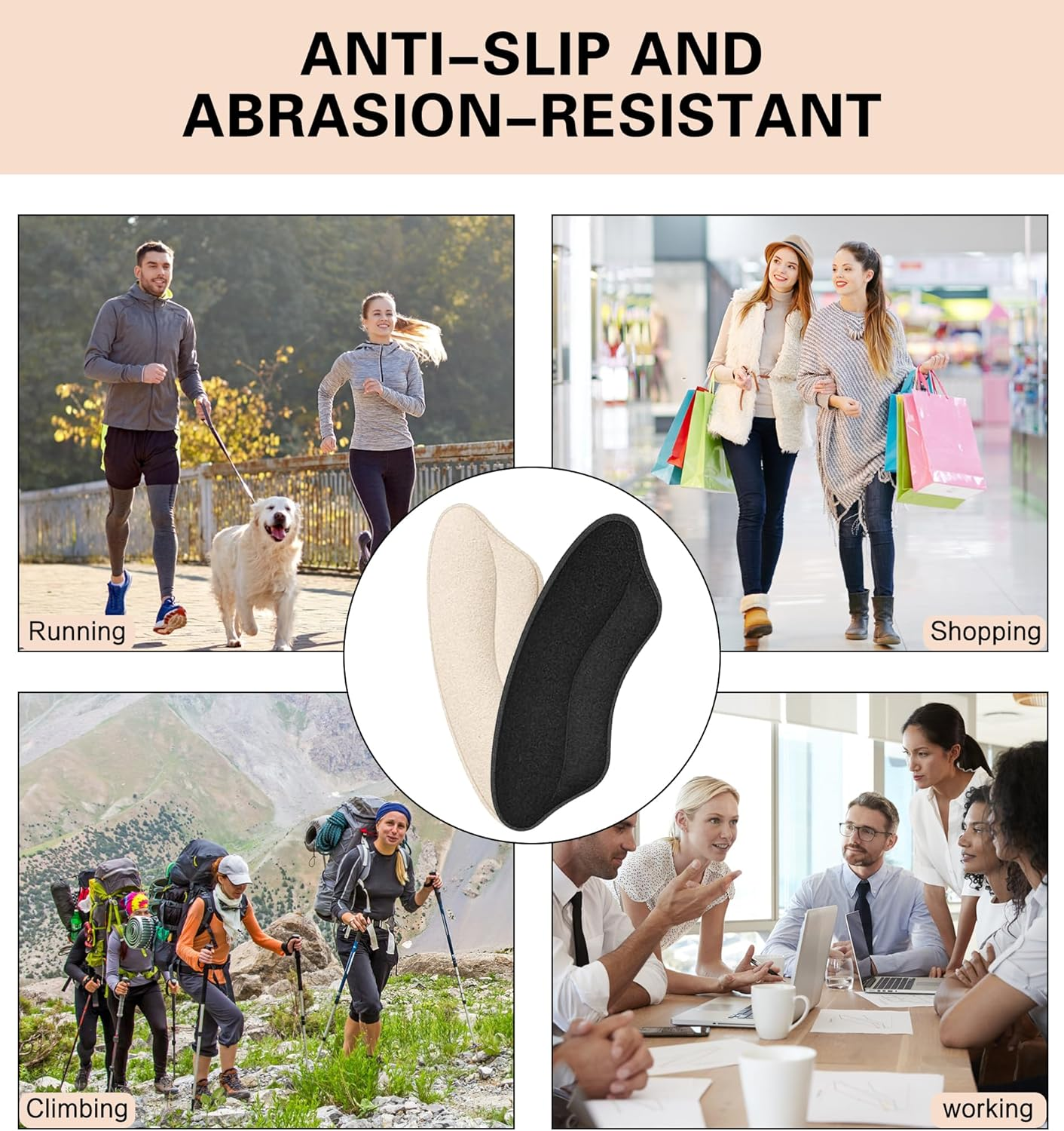 8Pieces Heels Grip Liner | Leather Heel Cushion Pads Back of Heel Protectors Cushions | Self-Adhesive Foot Care Protectors | Heel Pads Snugs for Shoe Too Big Men Women, Filler Improved Shoe Fit and Comfort image number 1