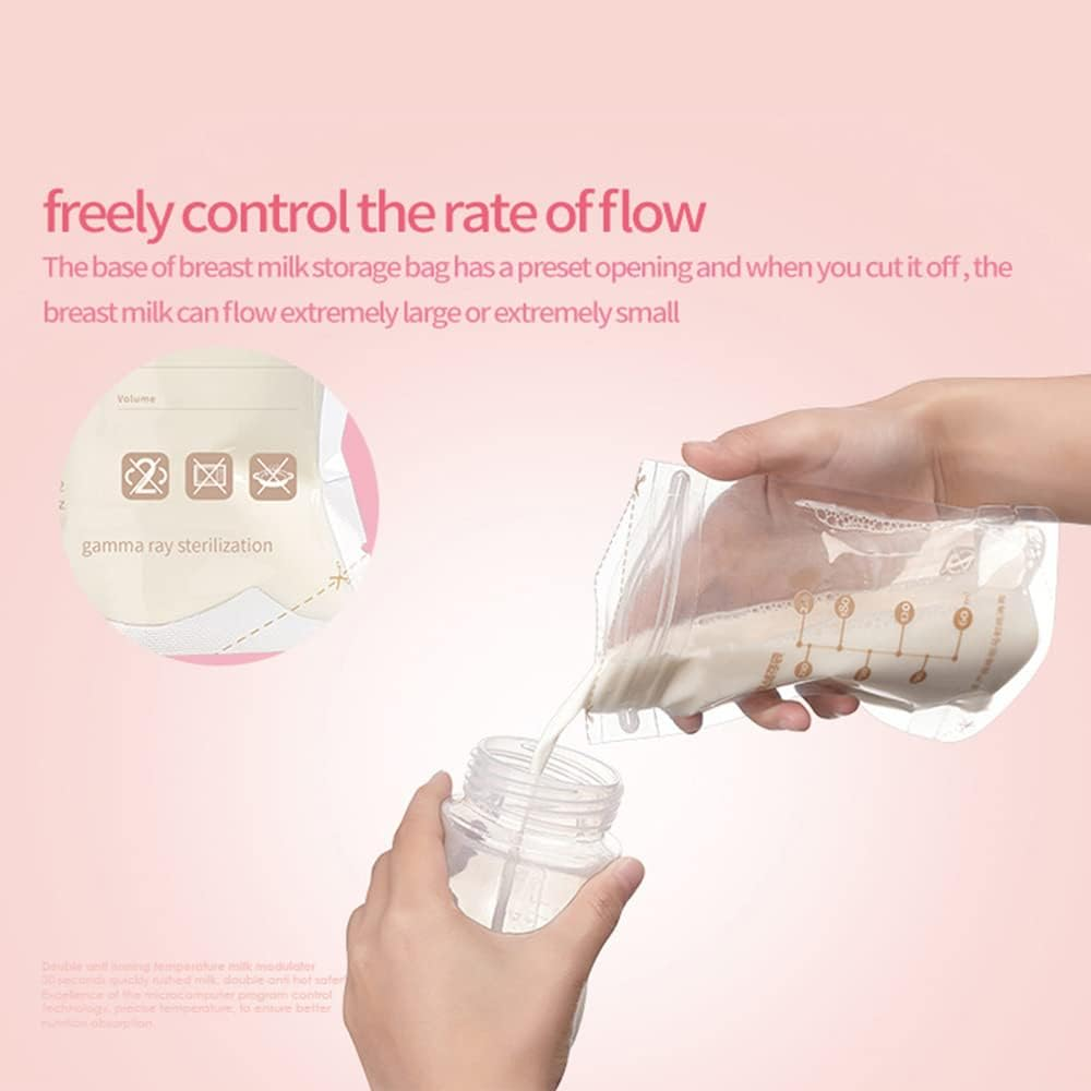 60 Count Breast Milk Storage Bags-220Ml Ready to Use Breast Milk Bags for Breastfeeding, Self Standing Bag-Space Saving Flat Profile Design for Breast Milk Storage Bag BPA Free image number 5
