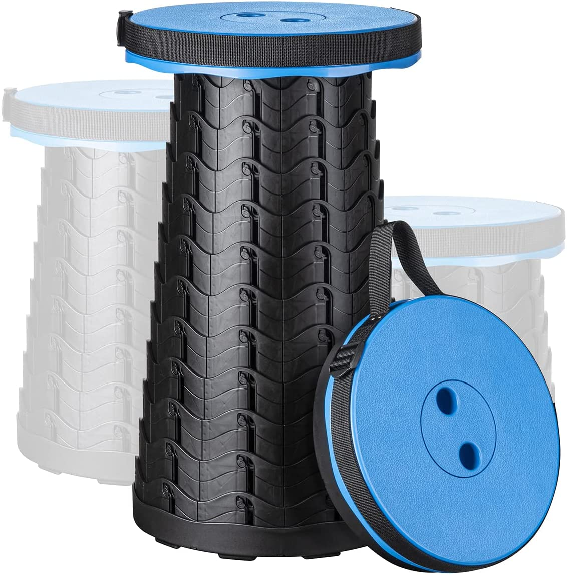 Telescopic Stool, Booxihome Folding Stools Lightweight Chair Seat for Outdoor Camping BBQ Fishing Hiking Gardening Indoor,Maximum Load 400 Lb(Blue) - Black image number 6