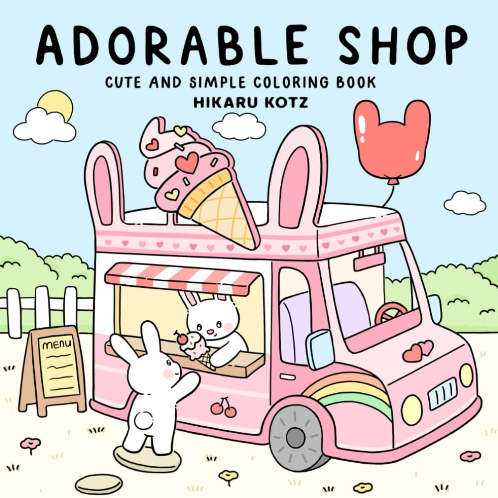 Adorable Shop: Cute & Simple Coloring Book for Adults and Kids Featuring the Joyful Daily Life of Animal Characters image number 3
