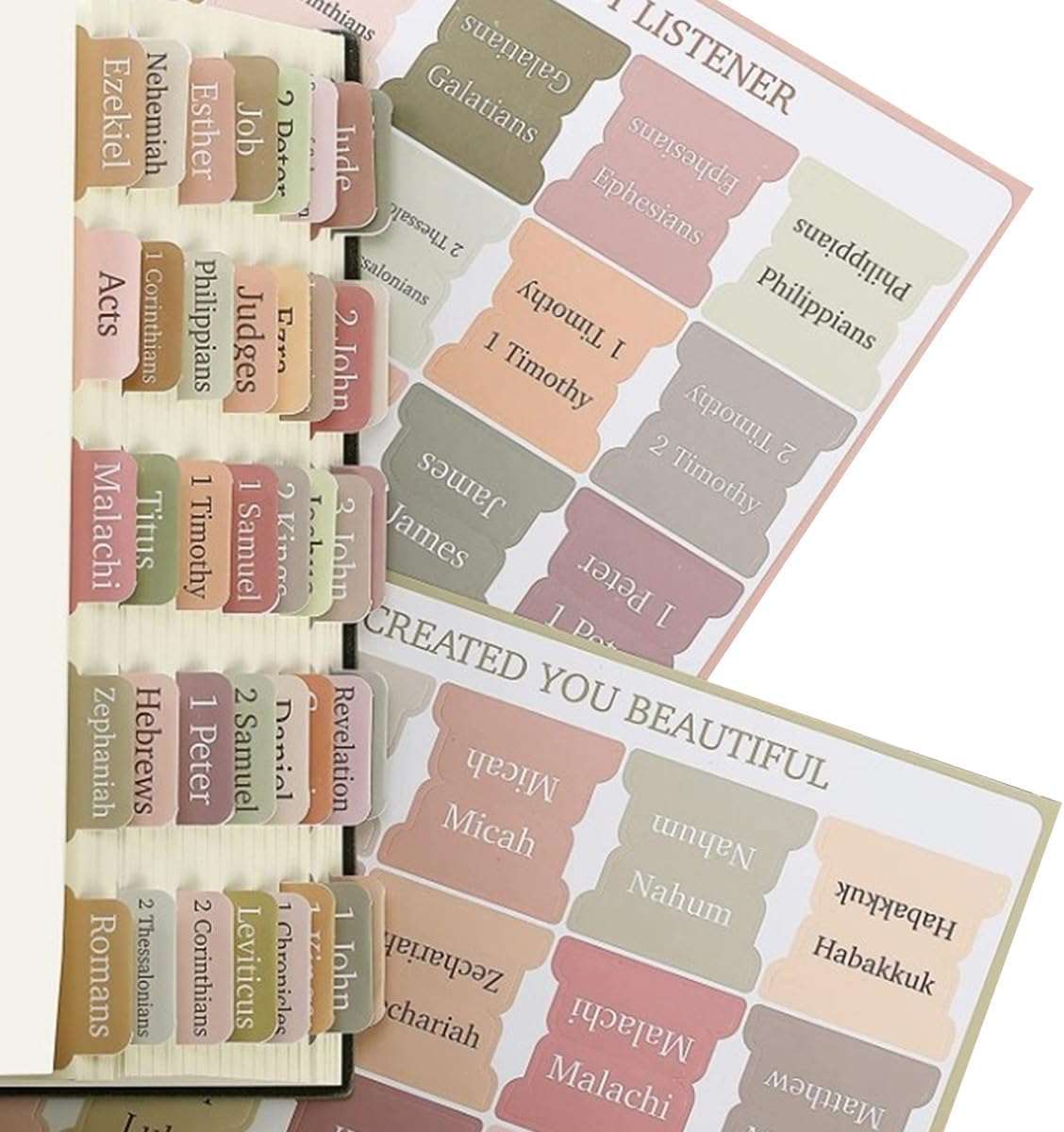 150 Pcs Bible Tab,Stylish and Durable Tabs for Bible Journaling Supplies Large Print, Old and New Testament Study with Blank Tabs for Women and Men,Christian Gift, Bohemian Theme image number 3