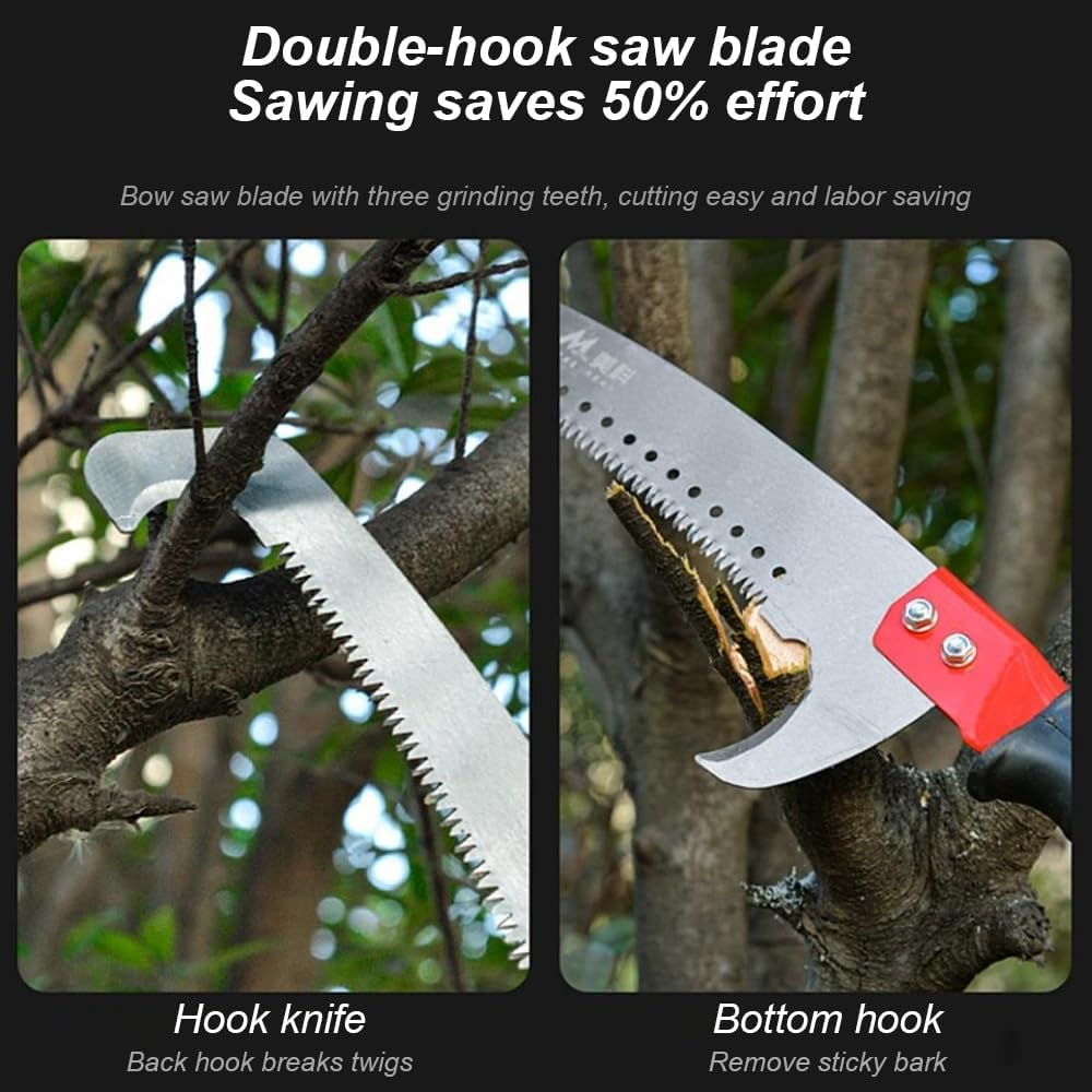 Pole Saws for Tree Trimming, Stainless Steel Extendable 16.4 Ft Manual Pole Pruner, Sharp Steel Blade High Branches Saw, Altitude Pruning Saw for Forestry Yard Garden Patio Palms Shrubs image number 1