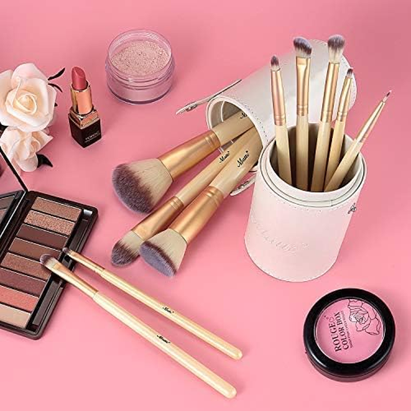 Matto Makeup Brushes Ivory Make up Brushes 10-Piece Makeup Brush Set with Brush Holder image number 1