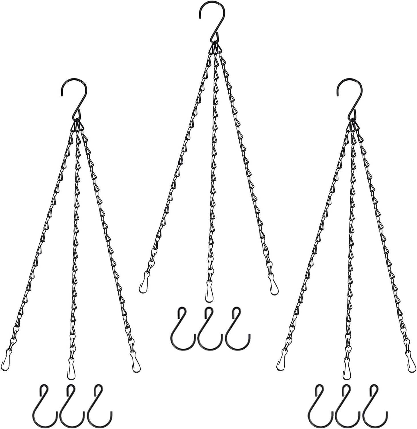 Chain for Hanging Plants, 10 Inch Black Plant Chains for Hanging Planter Baskets Kits with Hooks for Bird Feeder Wind Chime, Small Chains Perfect for Indoor Outdoor Decor (10 PCS)