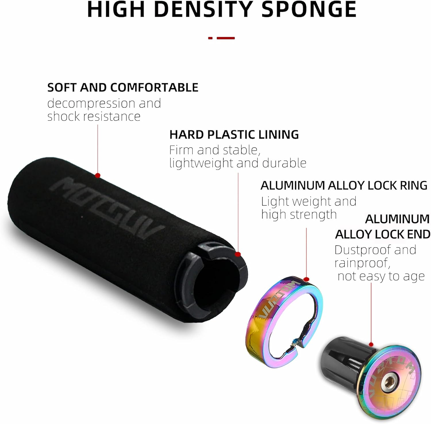 Bike Grips Foam Single Lock on Bicycle Handle Bar Soft Comfortable Non-Slip Bike Handle Grips for BMX Mountain MTB Beach Cruiser Scooter - Black image number 2