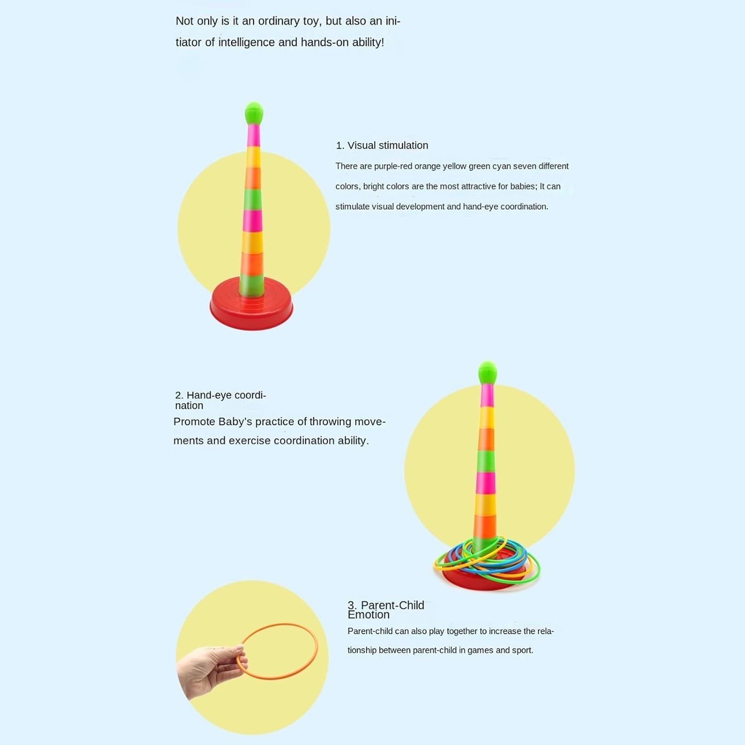 2 Color Columns + 48 Circles, Colorful Happy Circle Game,Children'S Play Park, Christmas Party Birthday Party Gift. Suitable for Indoor Holiday Games Family Christmas Party Games image number 5
